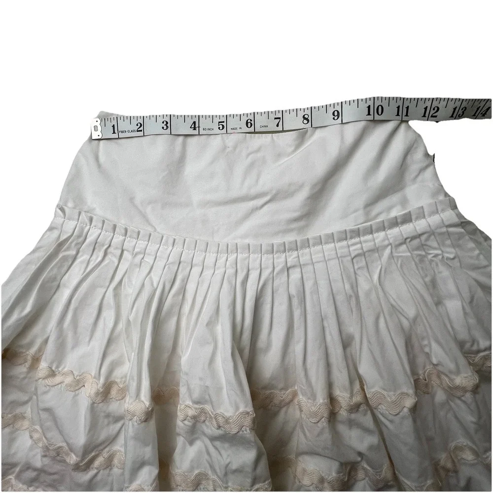 The Children's Place Girls White Beige Cotton Tiered Ruffle RicRac Trim Skirt  8